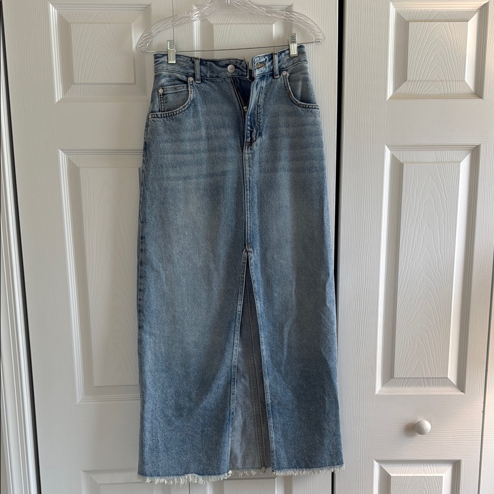 Anthropologie Denim Maxi Skirt Size 2